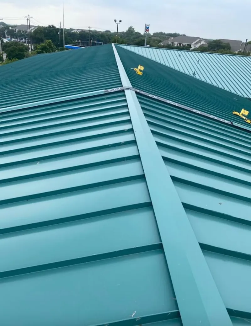 Green commercial metal roof ridge and valley for Metal Roof Repair in Milpitas